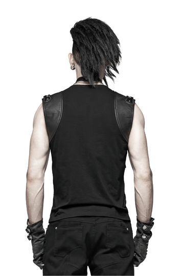 Chic Black Skeleton Vest with Stylish Punk Detail